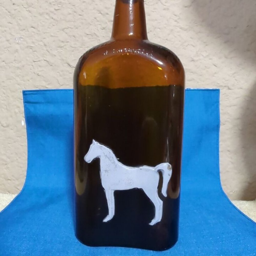 Antiqu White Horse Distilleries Glass Whiskey Bottle/Cork Clascow Scotland Empty - Picture 2 of 12
